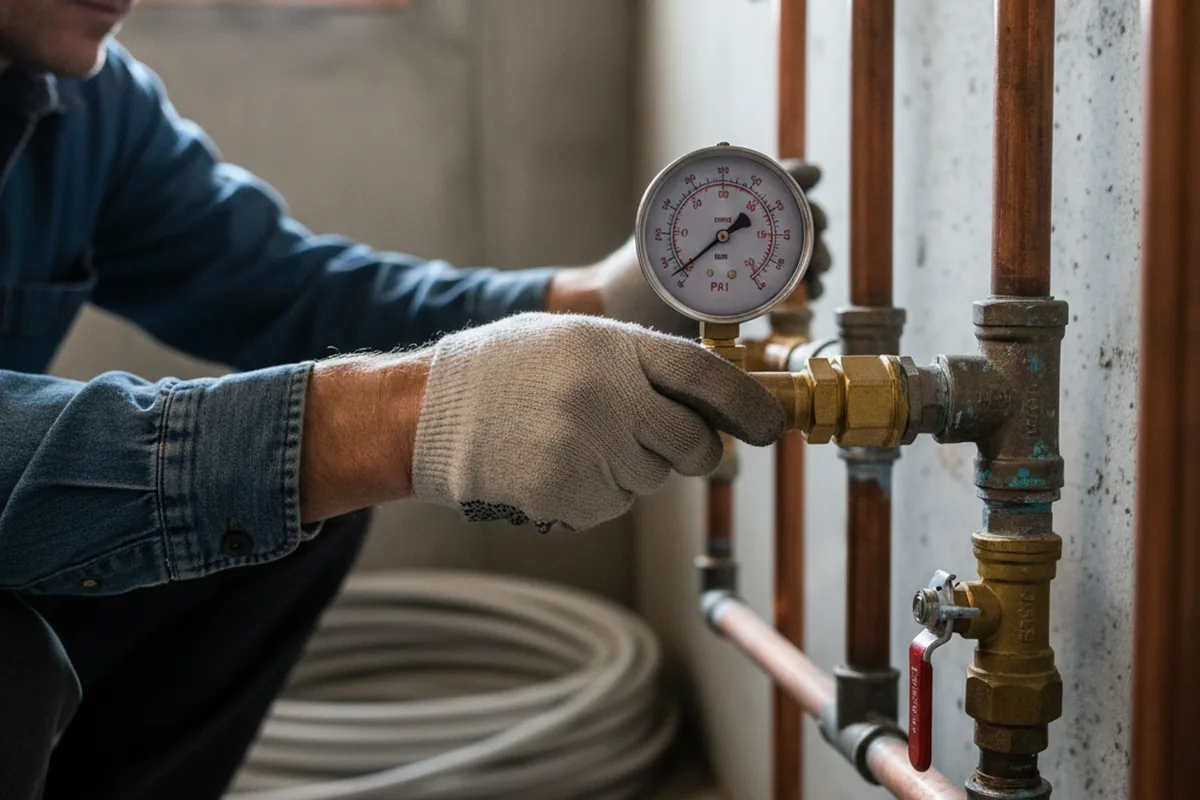 Pressure testing a repaired line during Water Line Repair in Venetia